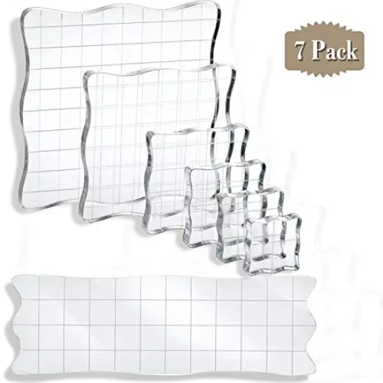 7 PCS Acrylic Stamp Blocks Set Clear Stamping Blocks Tools with Grid and Grip, Decorative Stamp Blocks for Kids Scrapbooking Crafts Making, DIY Crafts Ornaments {1}