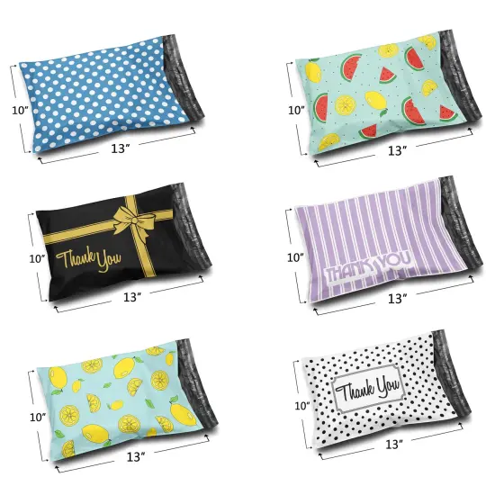 Poly Bag Mailer 10 x 13 Glossy Multi Design Envelopes | Premium Plastic Mailing & Courier Bags {2}