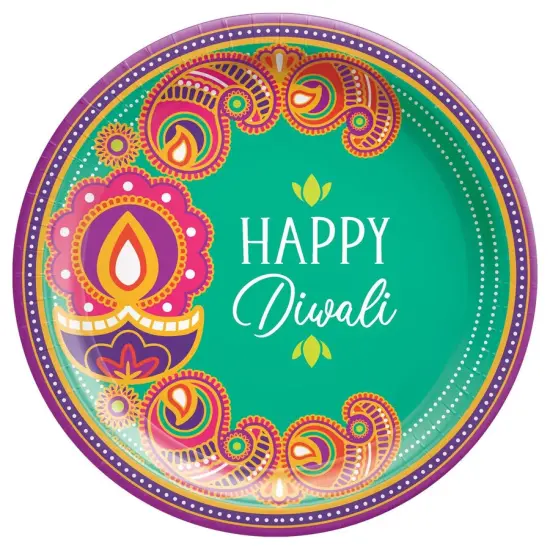 Rangoli Dream Happy Diwali 7" Round Plates, 8ct {1}