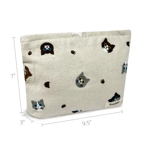 Wrapables Cosmetic Pouch, Makeup and Toiletry Travel Bag, Embroidered Cats {2}