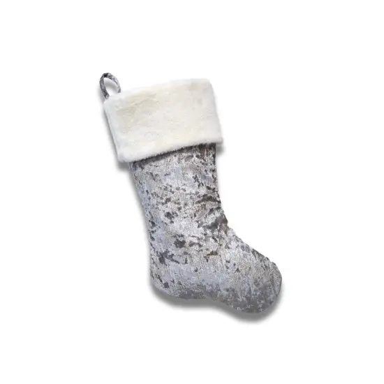 Silver Velour Stocking with Gold Micro Studs {1}