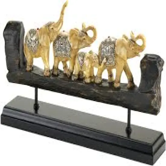 Ivory Inspired Bejeweled Elephant Family Carved Sophisticate. {3}