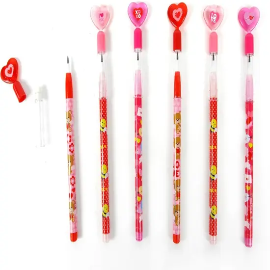 TINYMILLS 24 Pcs Valentine's Day Heart Multi Point Pencils Party Favors Goodie Bag Stuffers Carnival Prize Classroom Exchange Valentine's Day Pencils {2}