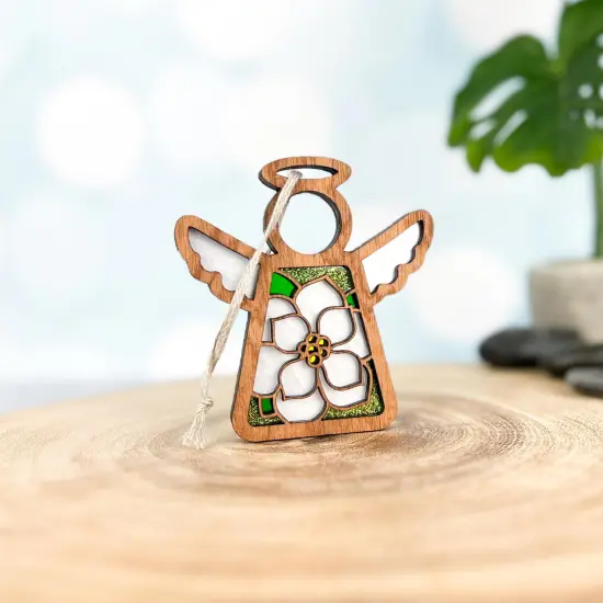 3.5" (H) Magnolia Ornament - Handcrafted in Texas - Mother's Angels® Christmas Angel Wings Figurine {5}