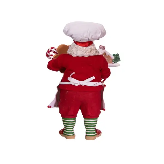 10.5" Fabrich&eacute; Gingerbread Chef Santa &ndash; Festive Christmas Decoration {3}