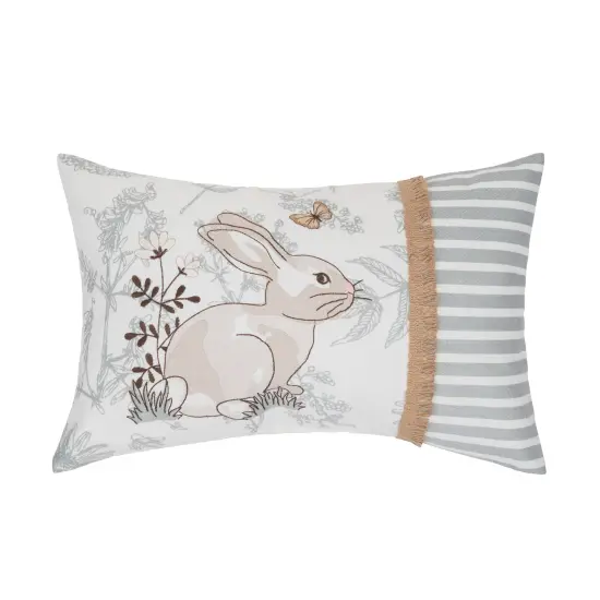 Easter Spring Garden Toile Bunnie Bunny Accent Lumbar Throw Pillow, 13" x 20" {1}