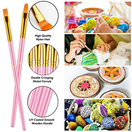 Paint Brushes Set, 20 Pcs Paint Brushes for Acrylic Painting, Oil Watercolor Acrylic Paint Brush, Artist Paintbrushes for Body Face Rock Canvas, Kids Adult Drawing Arts Crafts Supplies, Blush {6}