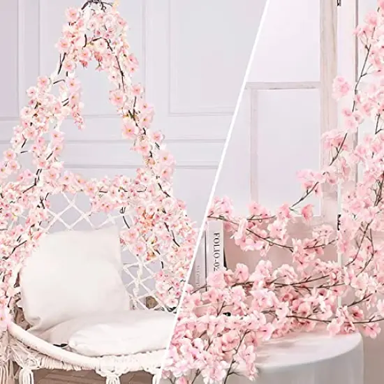 2 Pieces Fake Cherry Blossom Flower Vines Artificial Flowers Hanging Silk Flowers Garland for Wedding Party Pink Room Decor Japanese Kawaii Decor Outdoors {3}