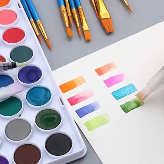 36 Colors Watercolor Paint Set, Watercolor Pan Set with 10 Nylon Brushes and 6 Refillable Water Brushes. Perfect for Adults, Children and Beginner Artists. {5}
