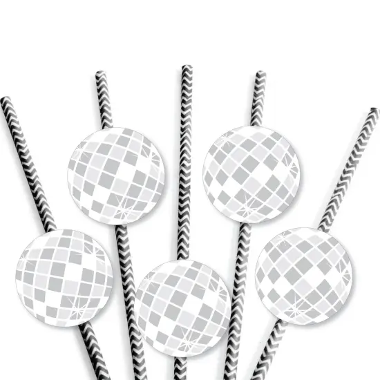 Big Dot of Happiness Disco Ball - Paper Straw Decor - Groovy Hippie Party Striped Decorative Straws - Set of 24 {7}