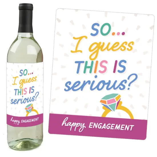 Big Dot of Happiness Just Engaged - Colorful - Engagement Party Decorations for Women and Men - Wine Bottle Label Stickers - Set of 4 {3}