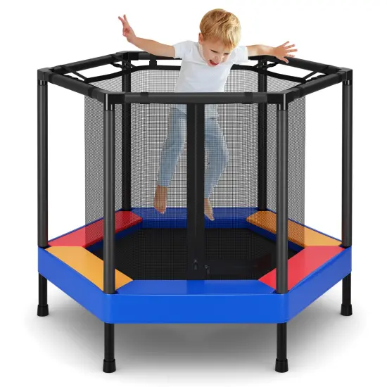 48 Inches Hexagonal Kids Trampoline With Foam Padded Handrails {2}