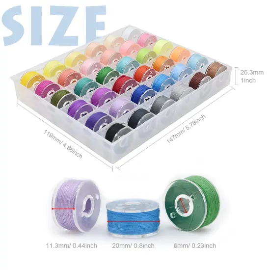 72 Pieces Bobbins Sewing Threads Kit, 36 Colors Spools 360Yards per Polyester Thread, 36 Colors Prewound Bobbin with Case for Hand Machine Sewing {6}