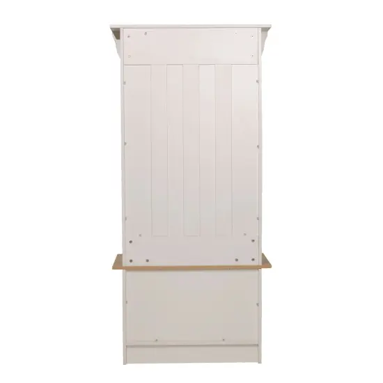 Merrick Lane Whitman Hallway Tree with Bench Seating, 3 Single Coat Hooks and Lower Storage with Adjustable Shelves Weathered Natural {10}