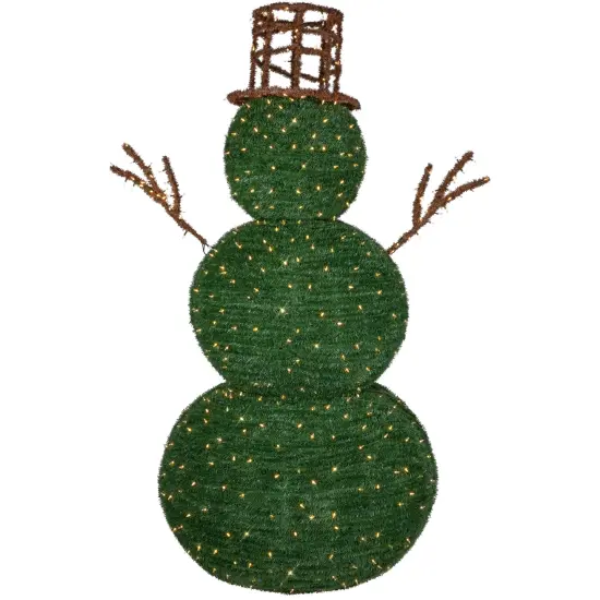 Northlight Lighted Commercial Topiary Snowman Outdoor Christmas Decoration - 6.5' - Warm White LED Lights Green {4}