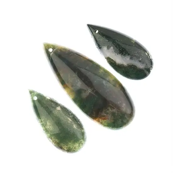 Earth's Jewels Semi-Precious Natural Fancy Agate Teardrop Pendants, 3pcs {2}