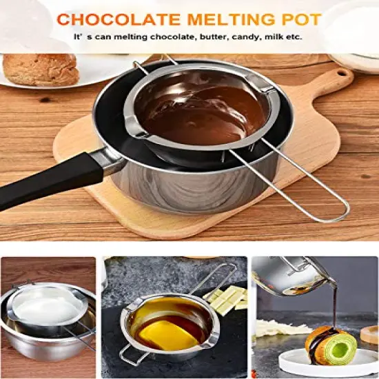 (18/8 Steel, 2 Cup Capacity, 480ML) Stainless Steel Double Boiler Pot for Melting Chocolate, Candy and Candle Making {5}