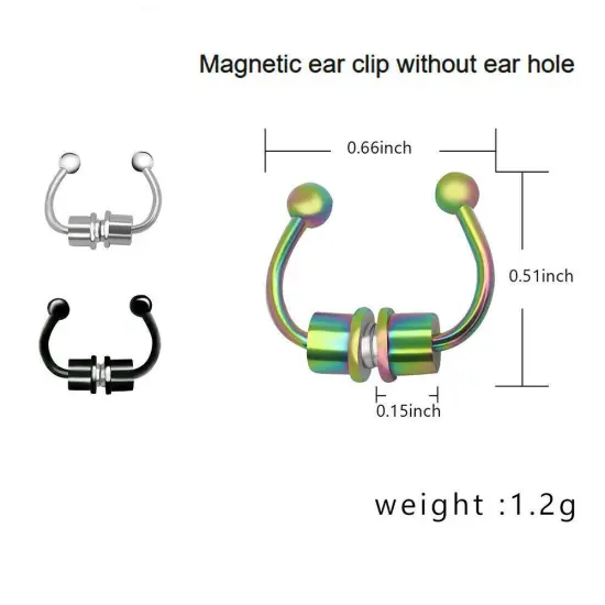 Kitcheniva Magnetic Non Piercing Fake Nose Rings Black {5}