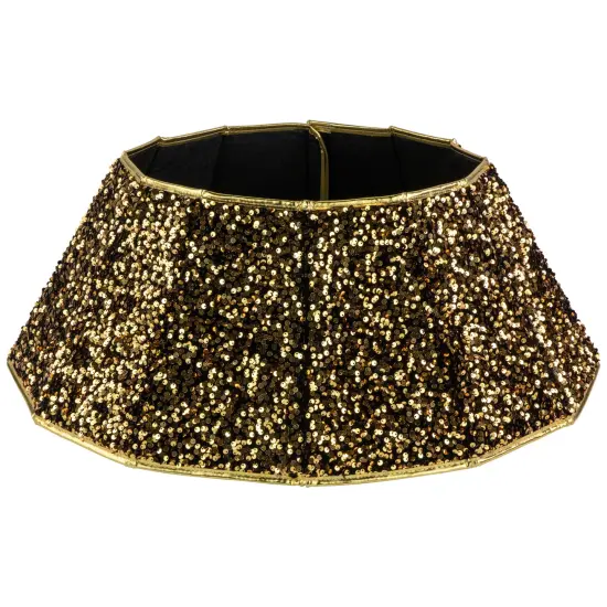 Northlight 26" Gold Sequins Hexagonal Christmas Tree Collar {1}