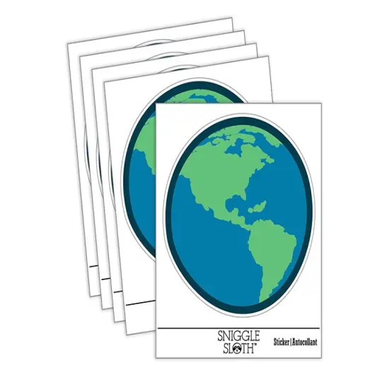 Earth Globe Travel Doodle Waterproof Vinyl Phone Tablet Laptop Water Bottle Sticker Set - 5 Pack {2}