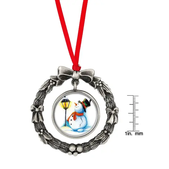 JFK Half Dollar Wreath Ornament With Colorized Snowman Coin {4}