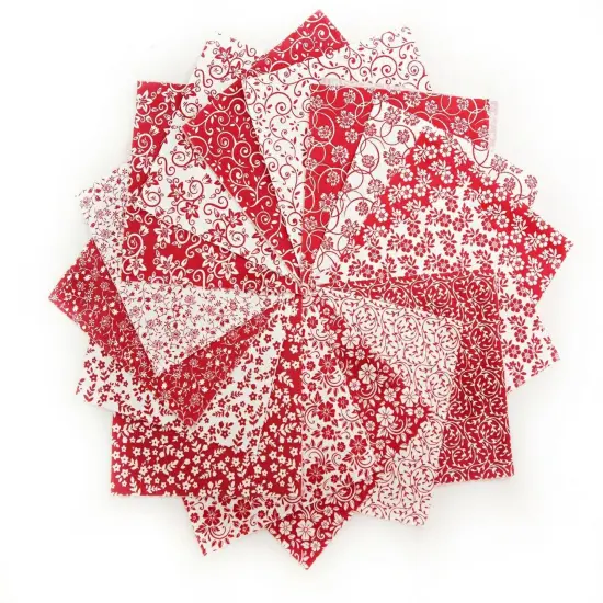 Red & White Basics 10" Cotton Layer Cake Quilt Kit {1}