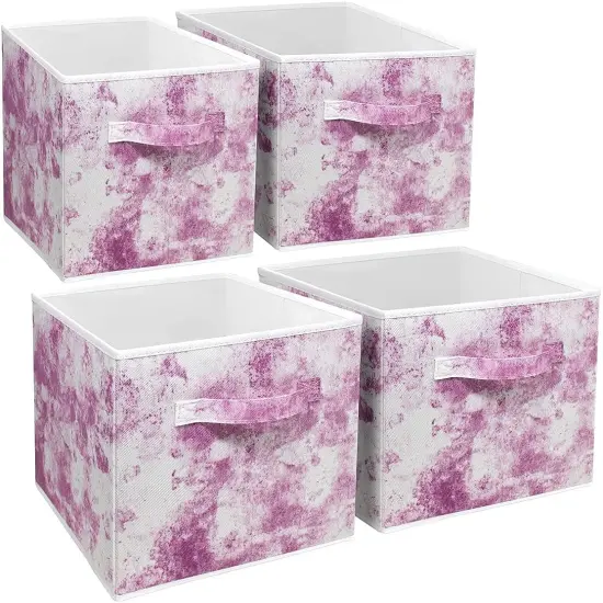 Sorbus Fabric Collapsible Cube Storage Bins Set - Tie Dye 4 Pack Tie Dye Purple {6}