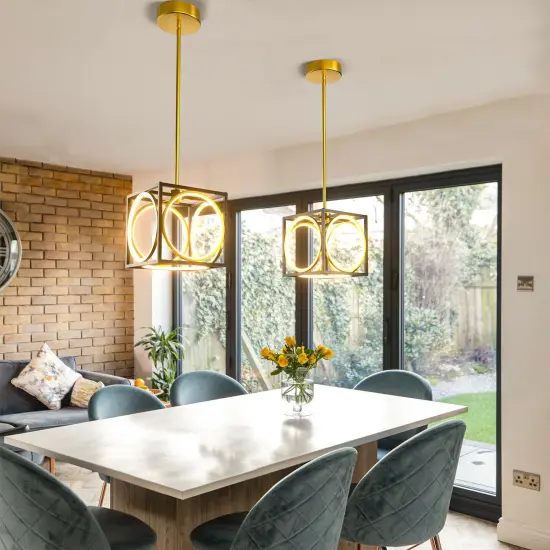 Modern LED Pendant Light with 42 Inches Adjustable Suspender Golden {6}