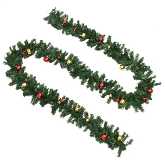 16 ft Christmas Garland Decorated with Baubles {3}