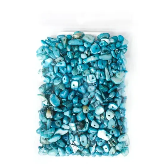 Earth's Jewel Semi-Precious Aquamarine Dyed M.O.P Loose Chips Beads {2}