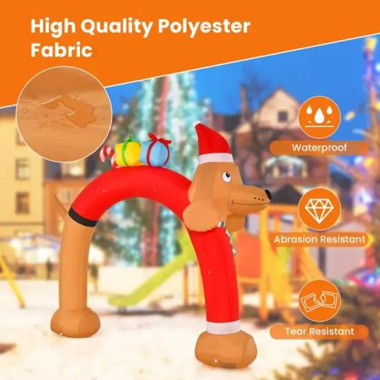 8 Feet Lighted Inflatable Christmas Dachshund Arch with Air Blower {6}