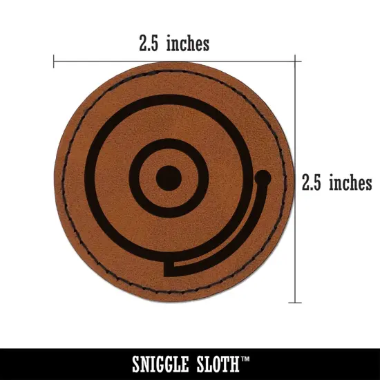 Fire Alarm Fireman Firefighter Round Iron-On Engraved Faux Leather Patch Applique - 2.5" Brown {3}