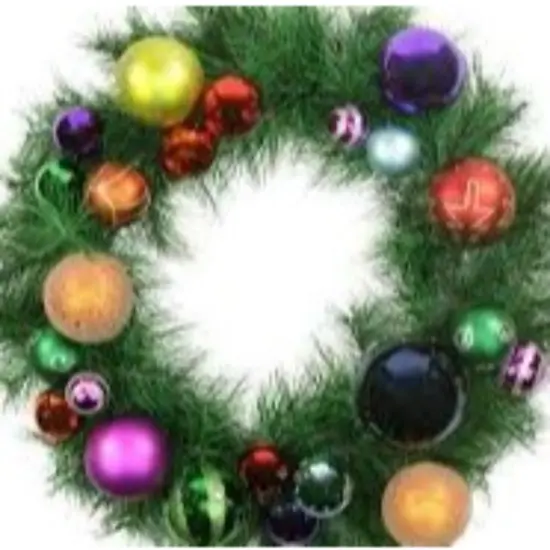 Northlight Ornaments and Pine Needle Artificial Christmas Wreath - 24" - Multicolor - Unlit Green {4}