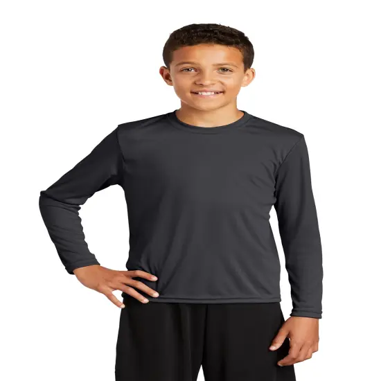 Sport-Tek&reg; Crew Neck Long Sleeve T-Shirt for Youth Iron grey {1}