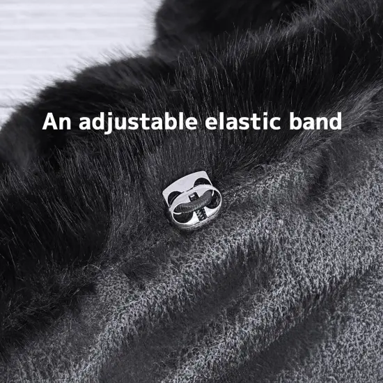 Wrapables Faux Fur Fluffy Bear Ears Winter Beanie Hat, Black {5}