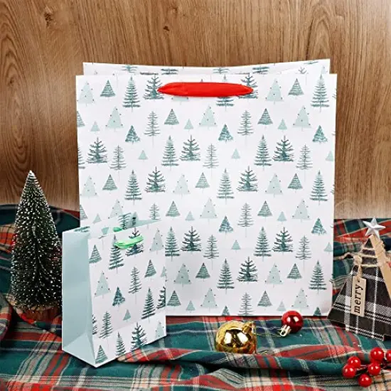 24 Pieces Christmas Wrapping Bags, Assorted Size Art Paper Gift Bags Set with Handles, Xmas Large Medium Small Bottle Bags for Holiday Birthday Present Packaging {4}