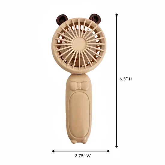 Wrapables Mini Portable Handheld and Desktop Rechargeable USB Fan, Beige Bear {2}