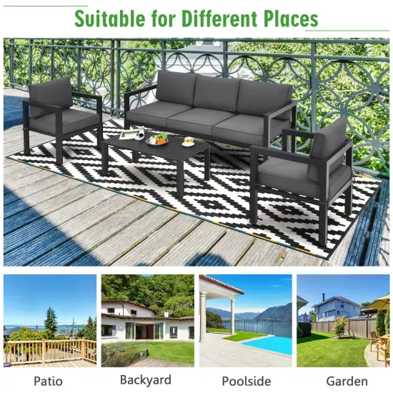 4 Pieces Outdoor Furniture Set for Backyard and Poolside-Gray {2}