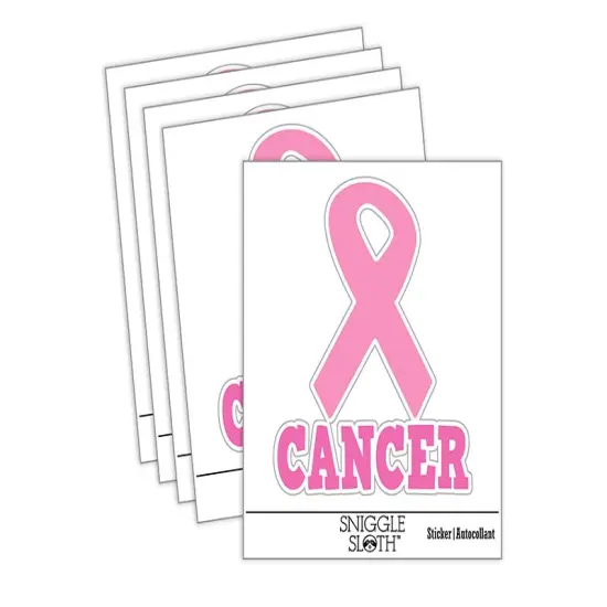 Cancer with Awareness Ribbon Waterproof Vinyl Phone Tablet Laptop Water Bottle Sticker Set - 5 Pack {2}