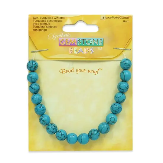 6 Packs of Synthetic Turquoise with Matrix Beads Pack of 18 {1}
