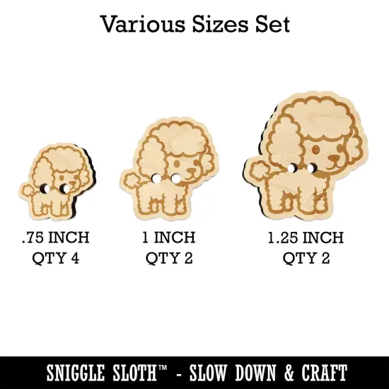 Cute and Fluffy Poodle Dog Wood Buttons for Sewing Knitting Crochet DIY Craft {1}