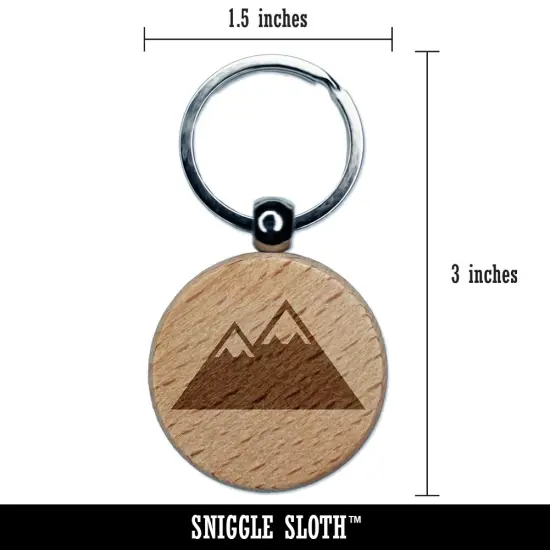 Snow Topped Mountains Engraved Wood Round Keychain Tag Charm {2}