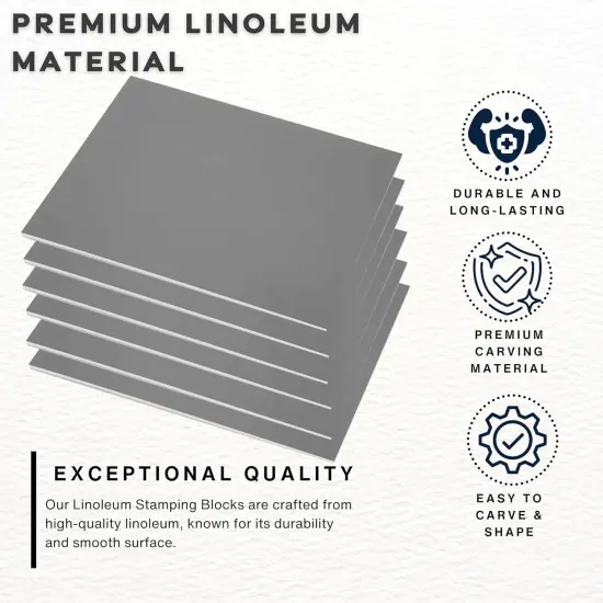 Linoleum Blocks for Printmaking - Printmaking Supplies from Pixiss - Linocut Rubber Stamps (6 Pack) 8 {4}