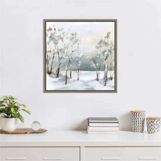 Snowy Winter Trees by Katrina Pete 22-in. W x 22-in. H. Canvas Wall Art Print Framed {6}