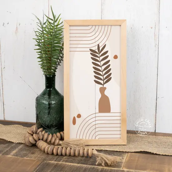 Sepia Tone Abstract Wall Art Wood Framed Sign Pastel Living Room {2}