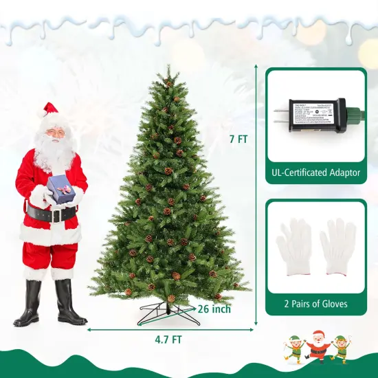 Costway 7 FT Pre-Lit Christmas Tree 3-Minute Quick Shape with Quick Power Connector Timer {3}