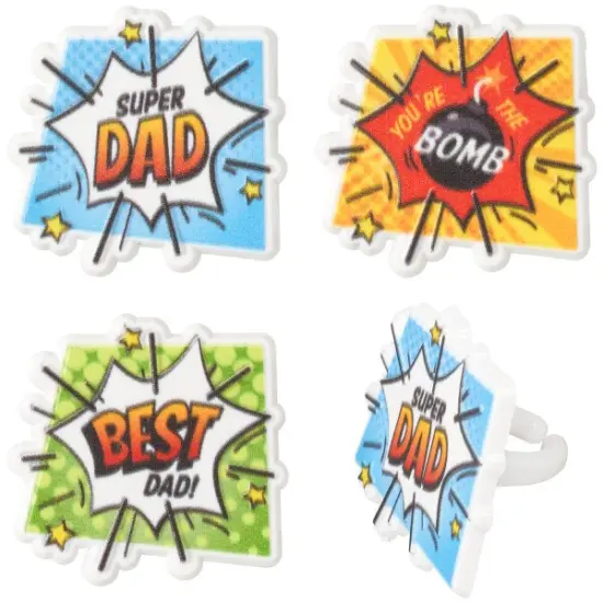 Super Dad Assortment Cupcake Rings, 12ct {1}