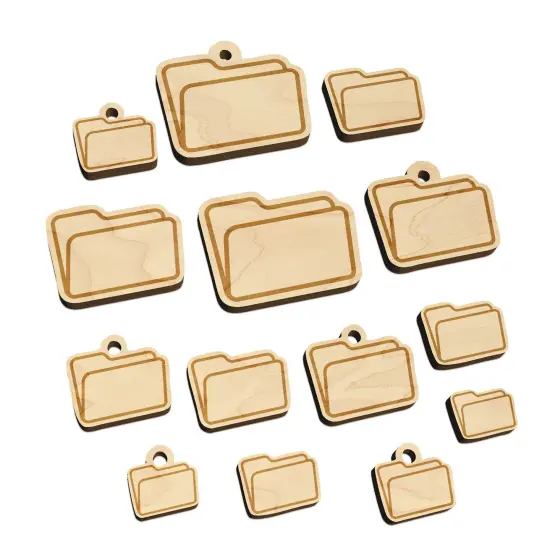 Open Empty Folder Icon Mini Wood Shape Charms Jewelry DIY Craft {7}