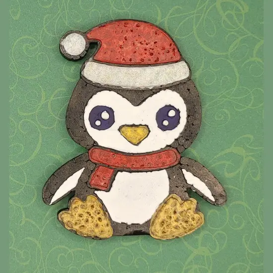Baby Penguin with Santa Hat Silicone Freshie Mold {2}