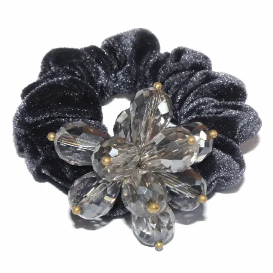 Kitcheniva Crystal Flower Scrunchies Hair Tie For Women Clear {1}